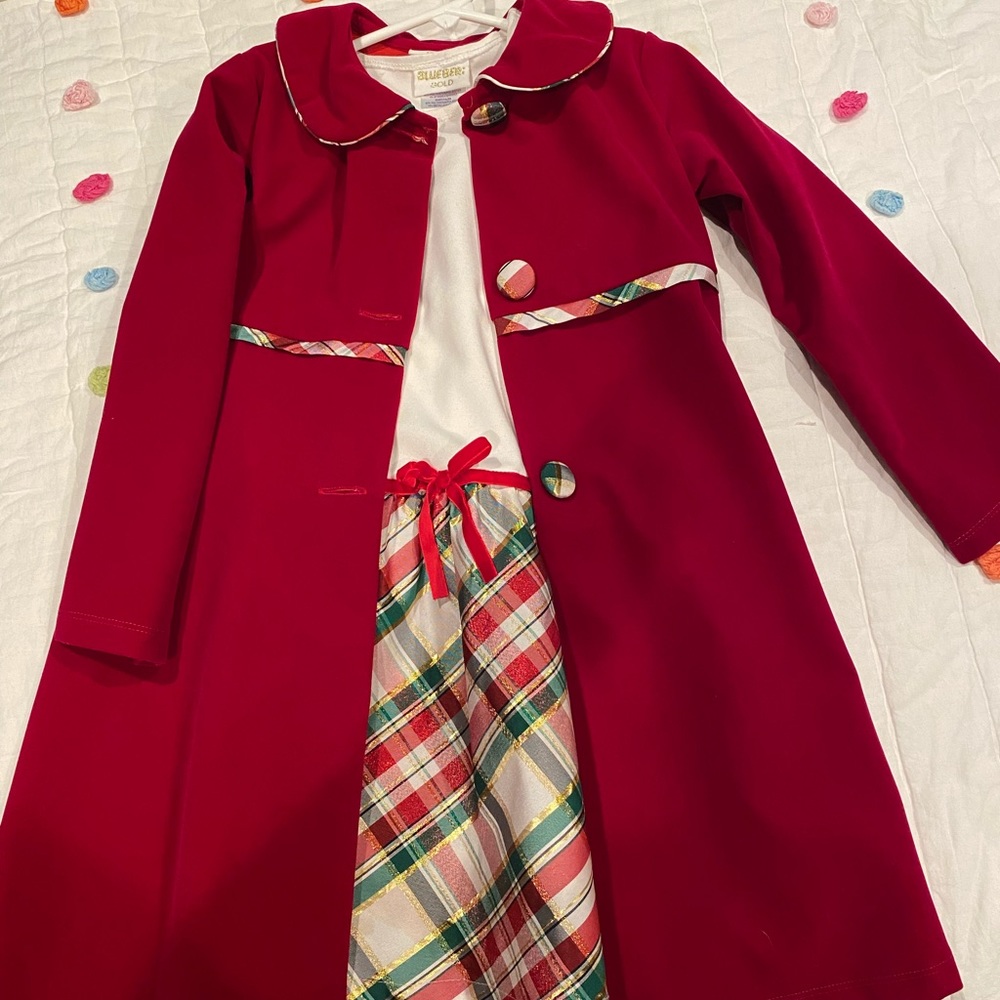 Girls holiday dress and jacket set